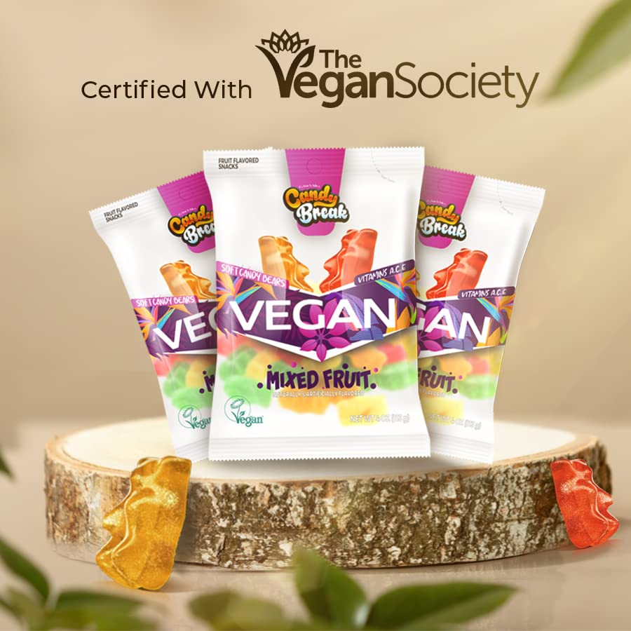 Miniatura 3 de Candy Break Gomitas veganas  Ositos de goma afrutados y aperitivos de regalo para adultos y niños  4 onzas (paquete de 12)