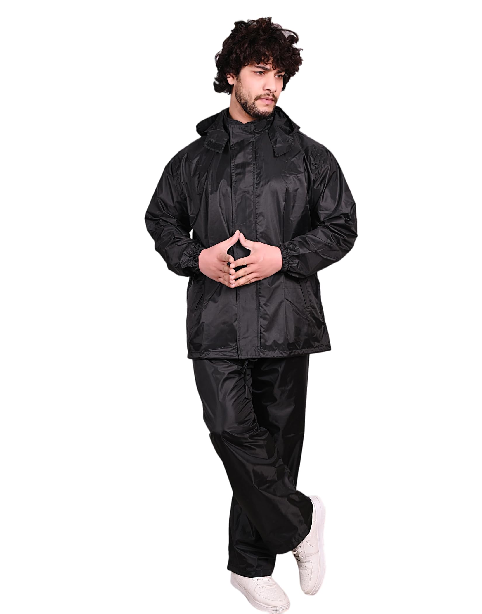 sovian Rain Coat for Men Waterproof for Bike Reversible Double Layer with Hood Raincoat for Men. Set of Top and Bottom Packed-picture-37