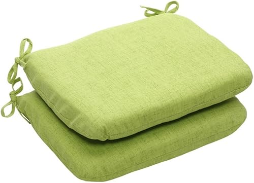 Pillow Perfect - Cojín de lino para asiento, con esquina cuadradas (20 x 20 x 3 pulgadas, 2 unidades), color verde