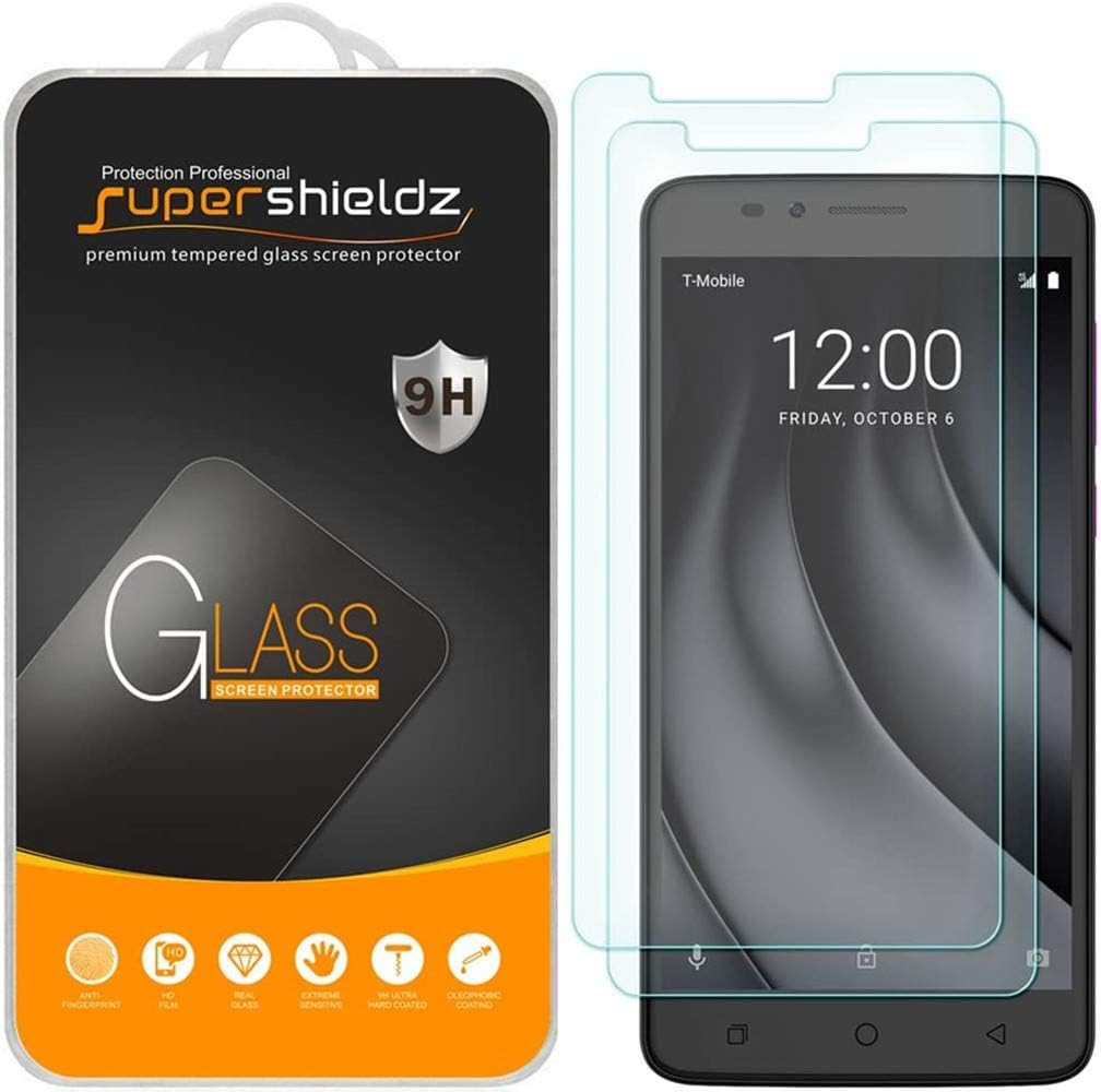 Supershieldz (2 Pack) Designed for T-Mobile (Revvl Plus) Tempered Glass Screen Protector, Anti Scratch, Bubble Free