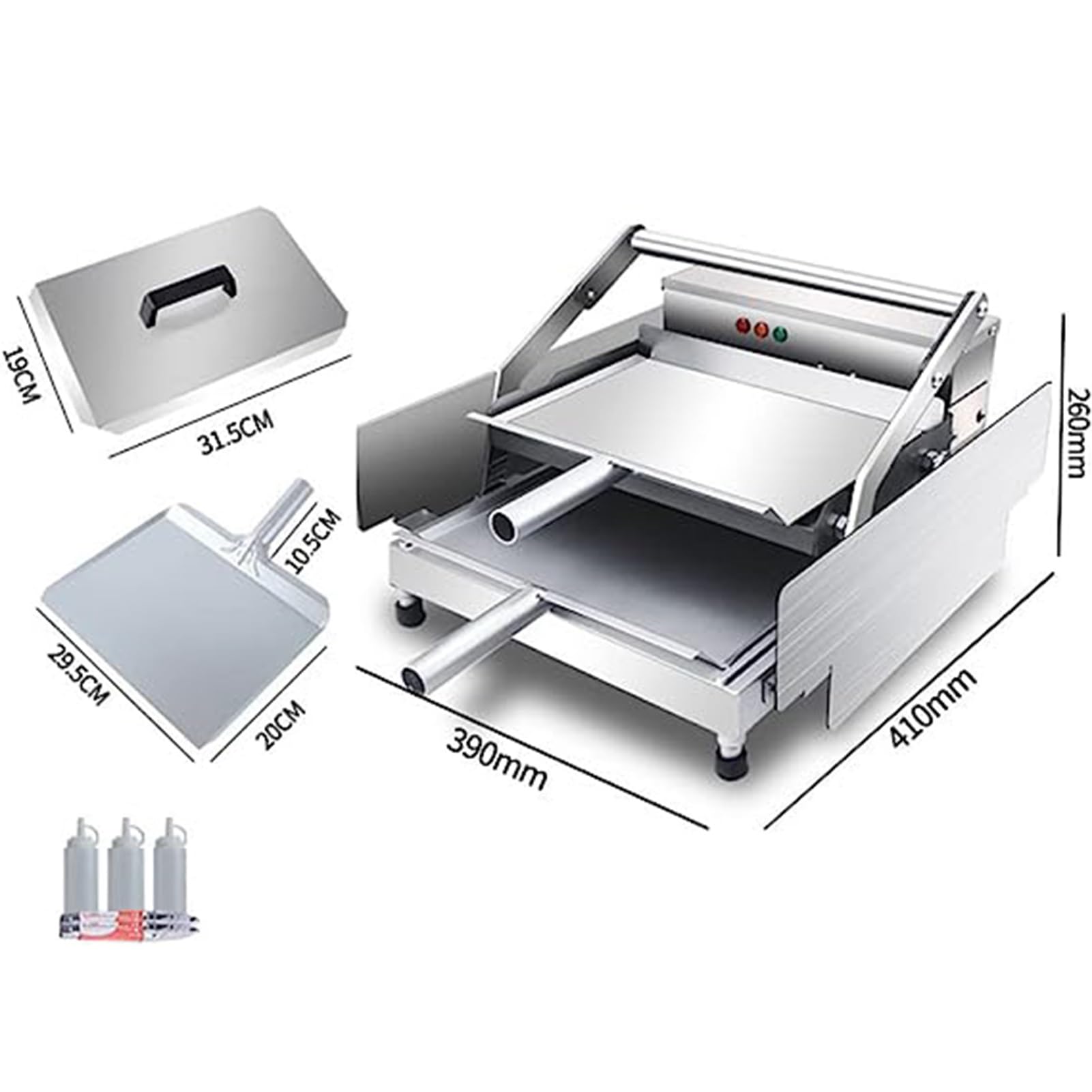 Automatic Hamburger Toaster, Double-Layer Toaster Heating Hamburger Oven, Hamburger Shop Machinery Equipment, 0-3 Minutes Timer, 50-300? Adjustable Temperature (Color : A)