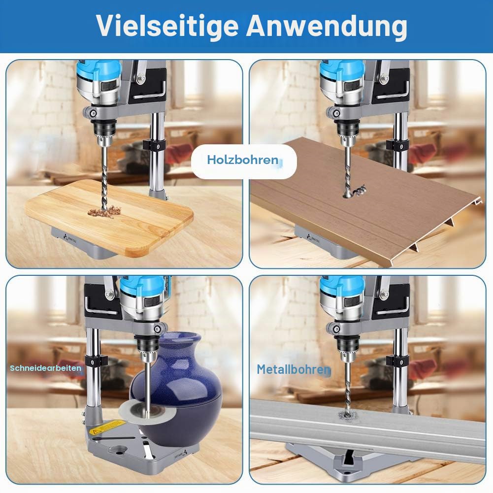 Ständer für Bohrmaschine, Verstellbarer Bohrmaschinenständer Bohrständer Tischbohrmaschine Standbohrmaschine Halterung von 43/38 mm für Handbohrmaschine Schraubstock Halter DIY