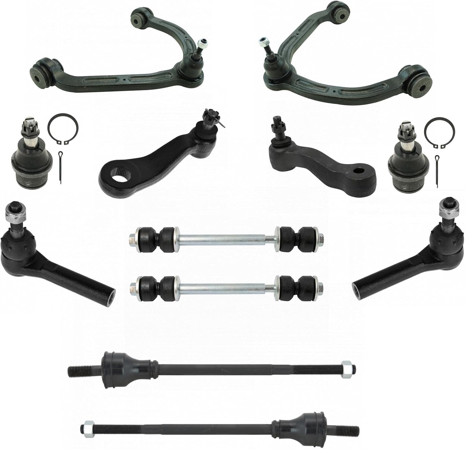 TRQ Front Steering & Suspension Kit Ball Joint Control Arm with Ball Joint Idler Arm Pitman Arm Sway Bar Stabilizer Link Tie Rod Compatible with Chevrolet GMC