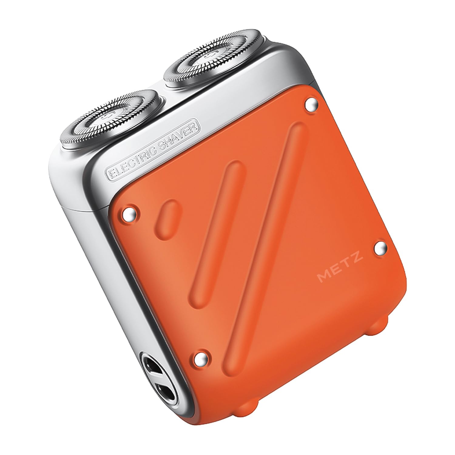 METZ Traveller Rasierer Herren, Tragbarer Elektrorasierer mit Reiseetui, Nass und Trockenrasierer mit 9000rpm Motor, IPX7 Wasserdicht electric Shaver für unterwegs, 60 Tage Akkulaufzeit, Orange