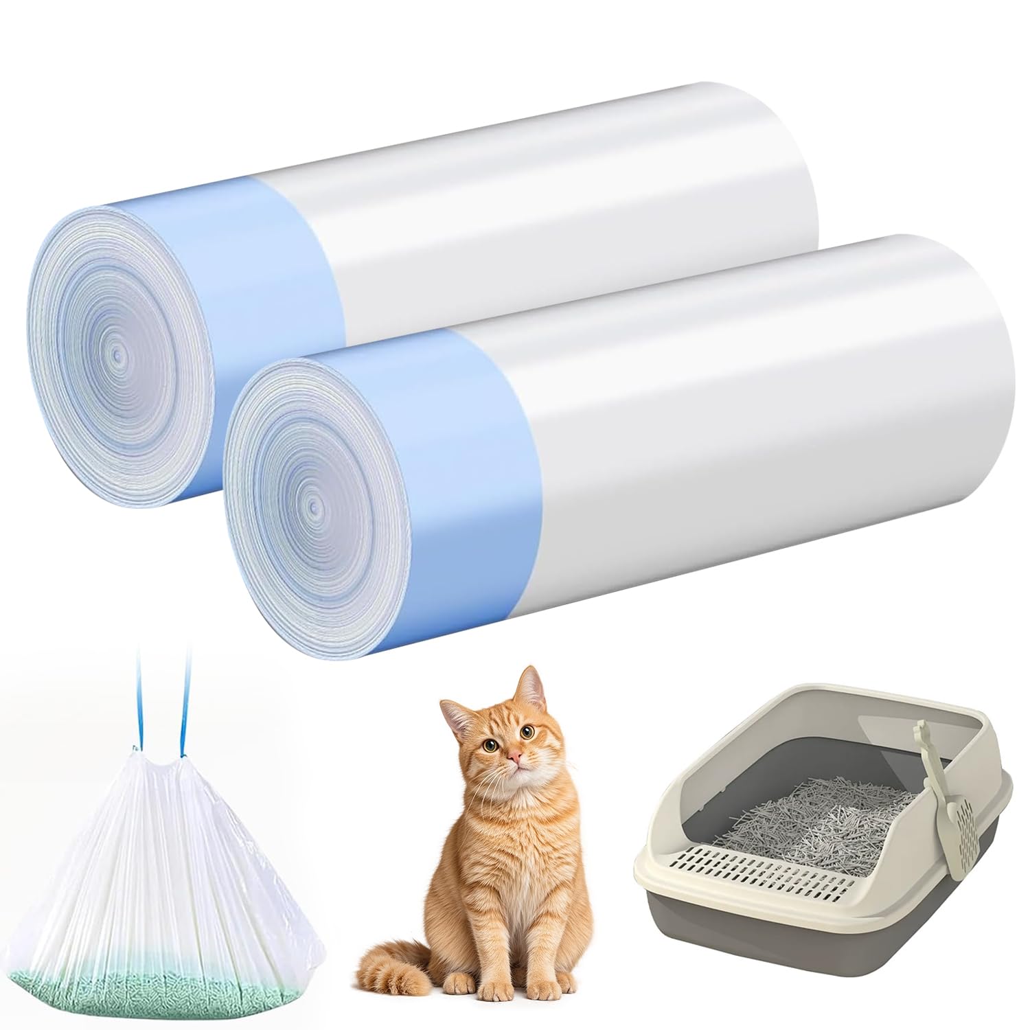 20Pcs Cat Litter Tray Liners with Drawstring Cat Litter Bags Resistant and Leak Proof Cat Litter Liners Large Cat Tray Liner 94x45.7cm