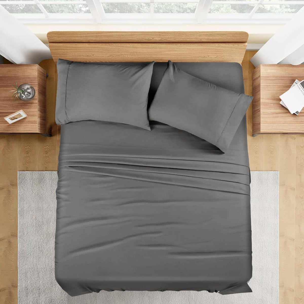 Bluff City Bedding 1800 Series Egyptian Cotton & Bamboo Satin Soft Sheet Set – Deep Pocket – All Sizes Twin To Cal King