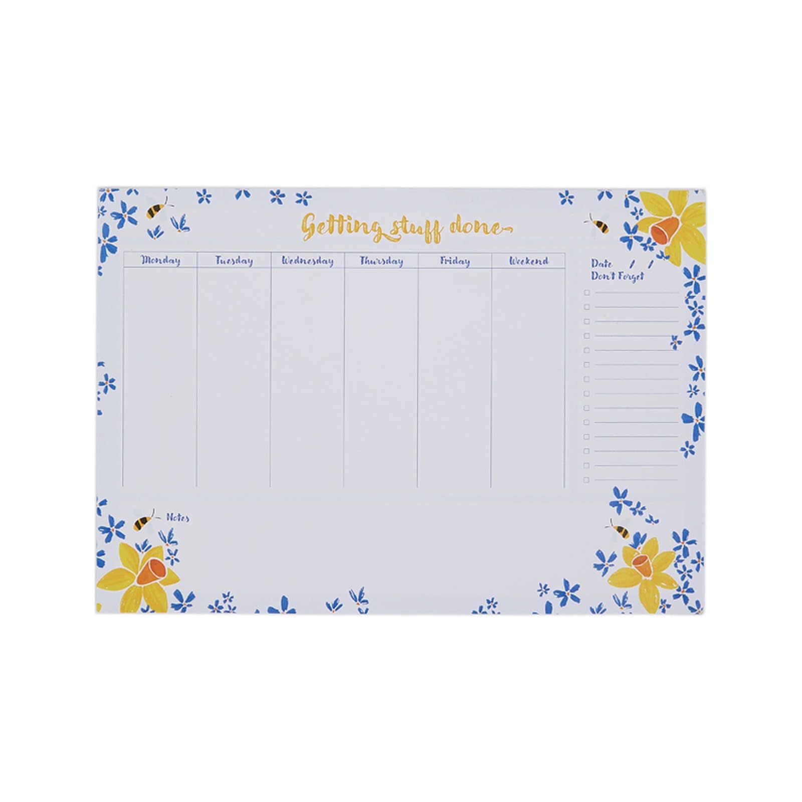 Marie Curie Daffodil & Bee Weekly Calendar Planner Limited Edition 75th Anniversary 52 Tear-Off Sheets