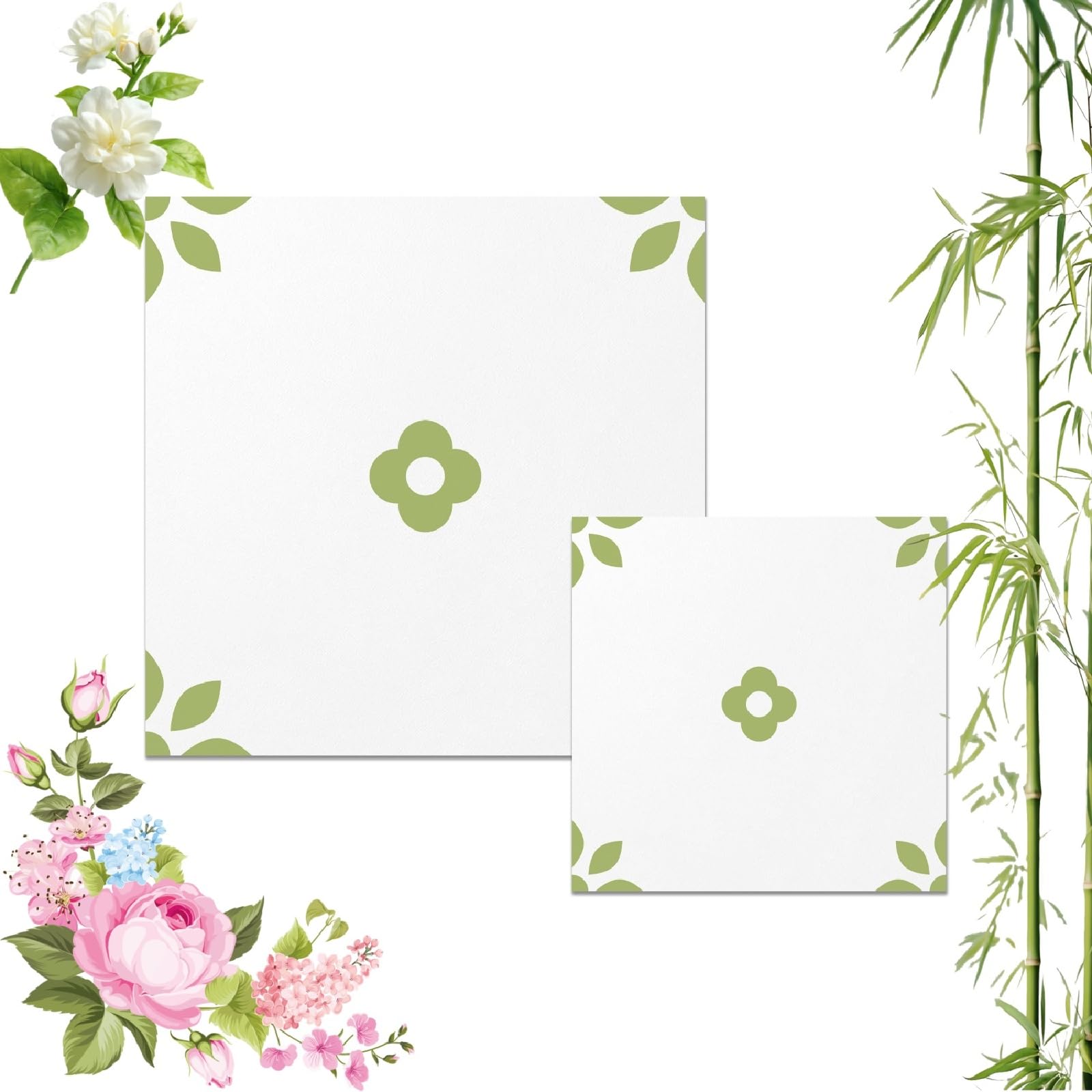 Self-Adhesive Wood Pattern Floor Tiles, 20pcs-30x30cm Vintage Floral Self Adhesive Vinyl Tile, Waterproof Removable Wall Floor Decal for Bathroom Kitchen Bedroom (10pcs-20x20cm,PTS63)