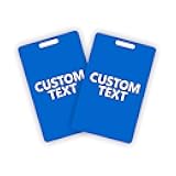 2 Pack Bright Blue ID Badge - Premium Custom PVC Cards with Punch - Double Sided Print CR80 30mil Vertical Graphic Quality PVC Cards for Business Office, Hospital, School, Specialist