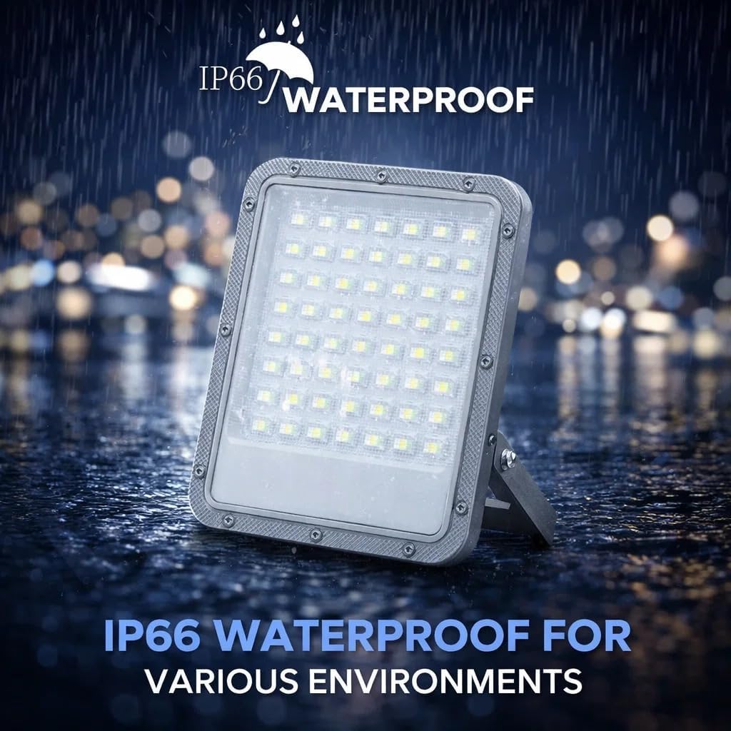 150W LED Flood Light Outdoor, 110-277V Commercial & Residential LED Lights IP66 Waterproof, 6500K Daylight White, 16500LM, Energy Efficient Flood Outdoor Lights, Plug-in LED Flood Lights, 2 Pack