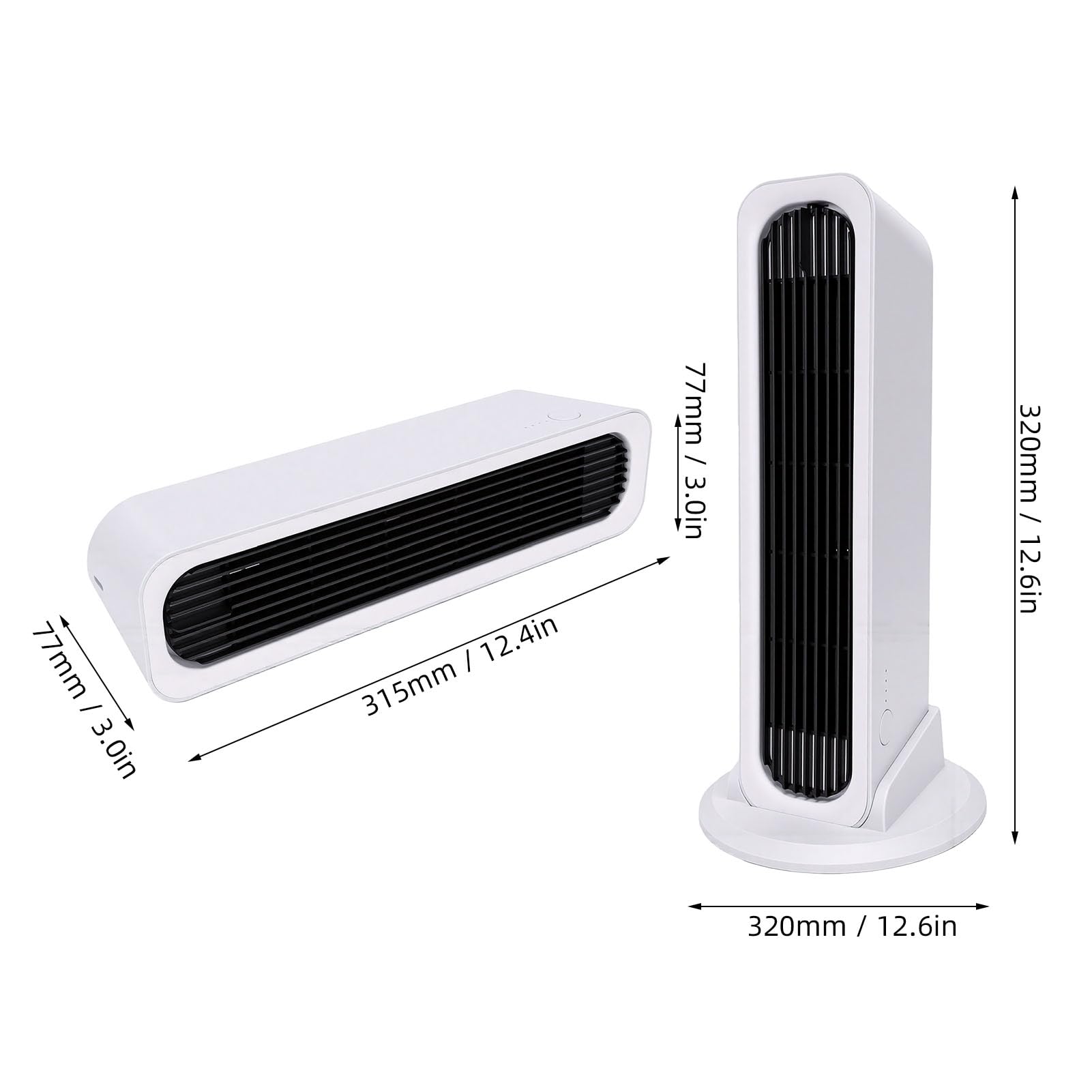 Ventilatore a Torre Silenzioso, Ventilatore Oscillante con Impostazione della velocità Regolabile, Oscillazione a 48 Gradi for Casa (bianco e nero)
