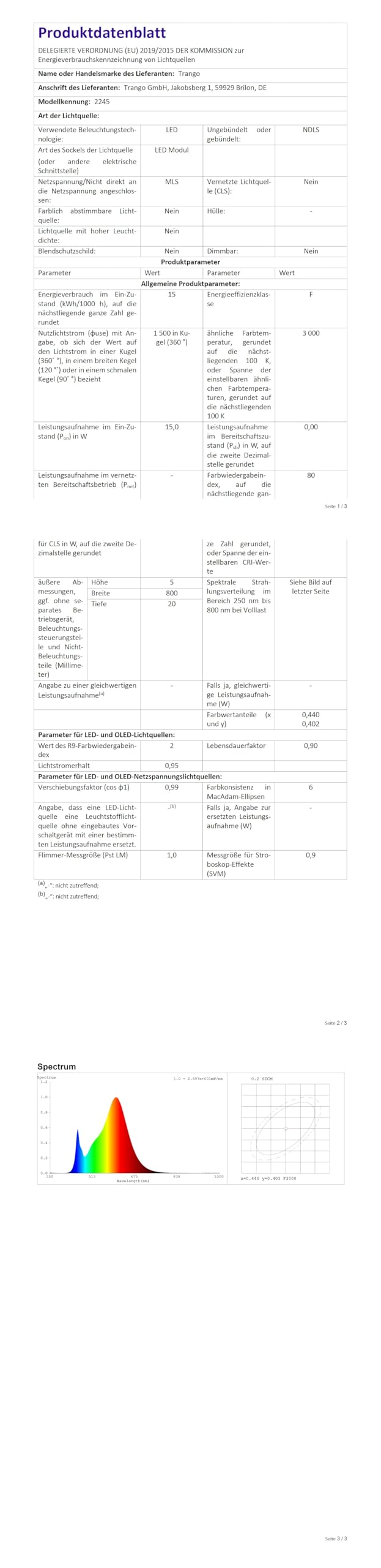 Trango Modern XXL IP44 LED Spiegelleuchte Produktlänge: 830 mm 2245 Badleuchte, Schminklicht, Badezimmer Schrankleuchte, Aufbauleuchte, Spiegelschrank Beleuchtung 3000K warmweiß
