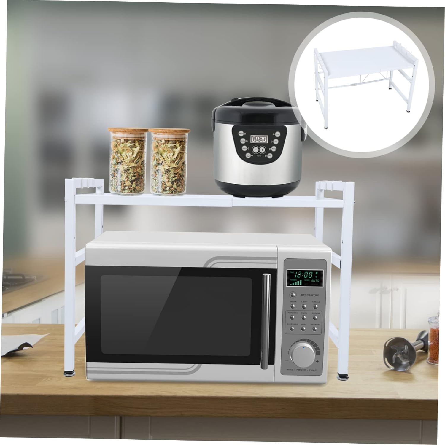 Multifunctional Retractable Desktop Storage Rack with Strong Pressure Resistance for Kitchen and Bathroom Oven and Microwave Shelf Organizer for Rice Cooker Tableware and Utensils