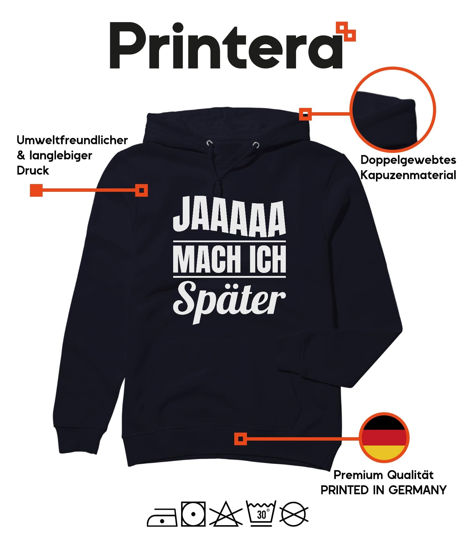 Jaaaaa mach ich später lustiger Prokrastination Spruch Geschenk Unisex Hoodie Hoodie