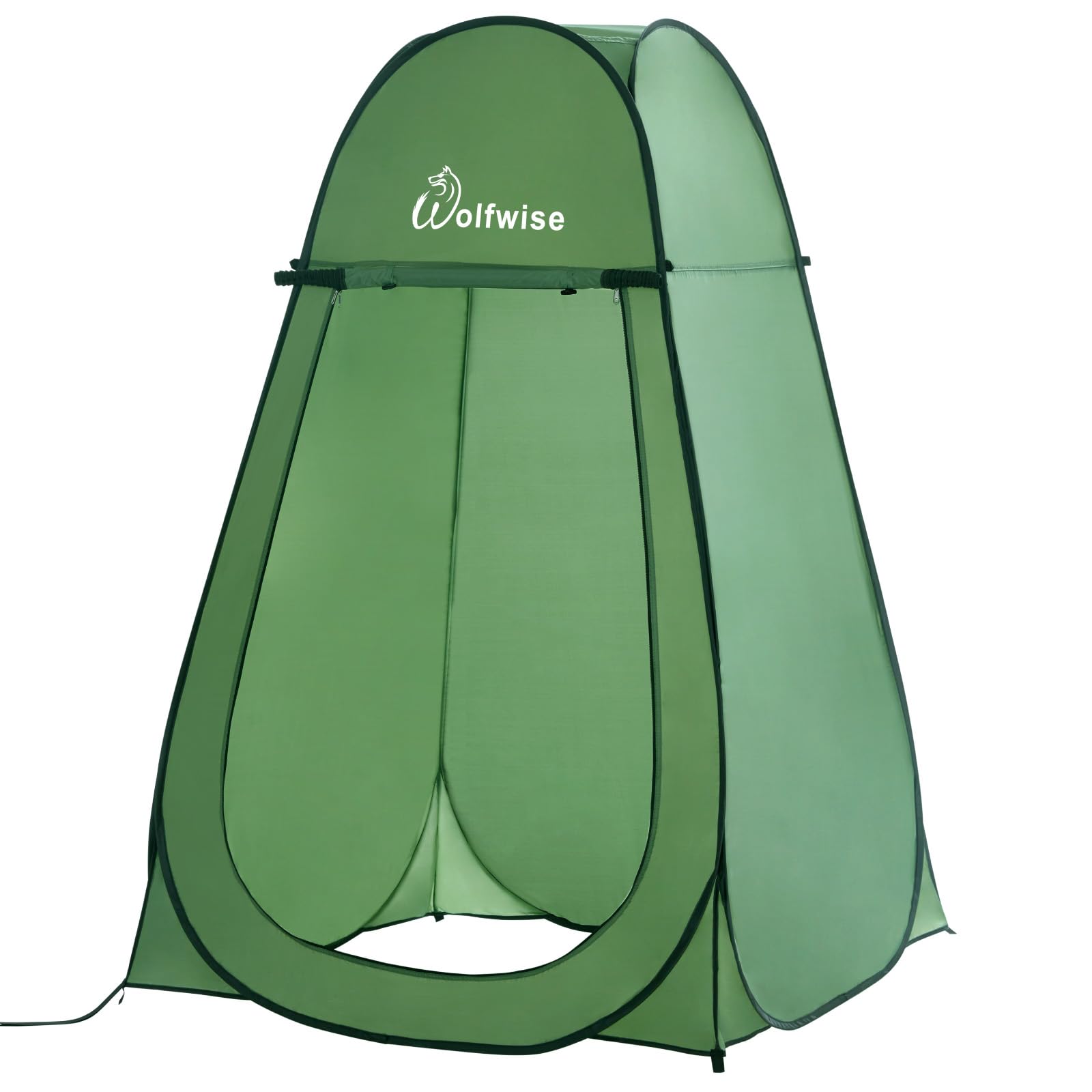 wolfwise pop up shower tent for camping essentials, portable instant changing tent with ventilation window & carry bag, privacy dressing room bathroom toilet for beach & outdoor, spacious, green