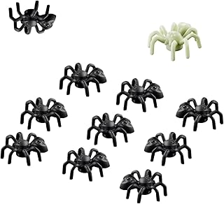 LEGO Animal Halloween Accessory - 10 Black Spiders ðŸ•· (with Bonus Glow in The Dark Spider)