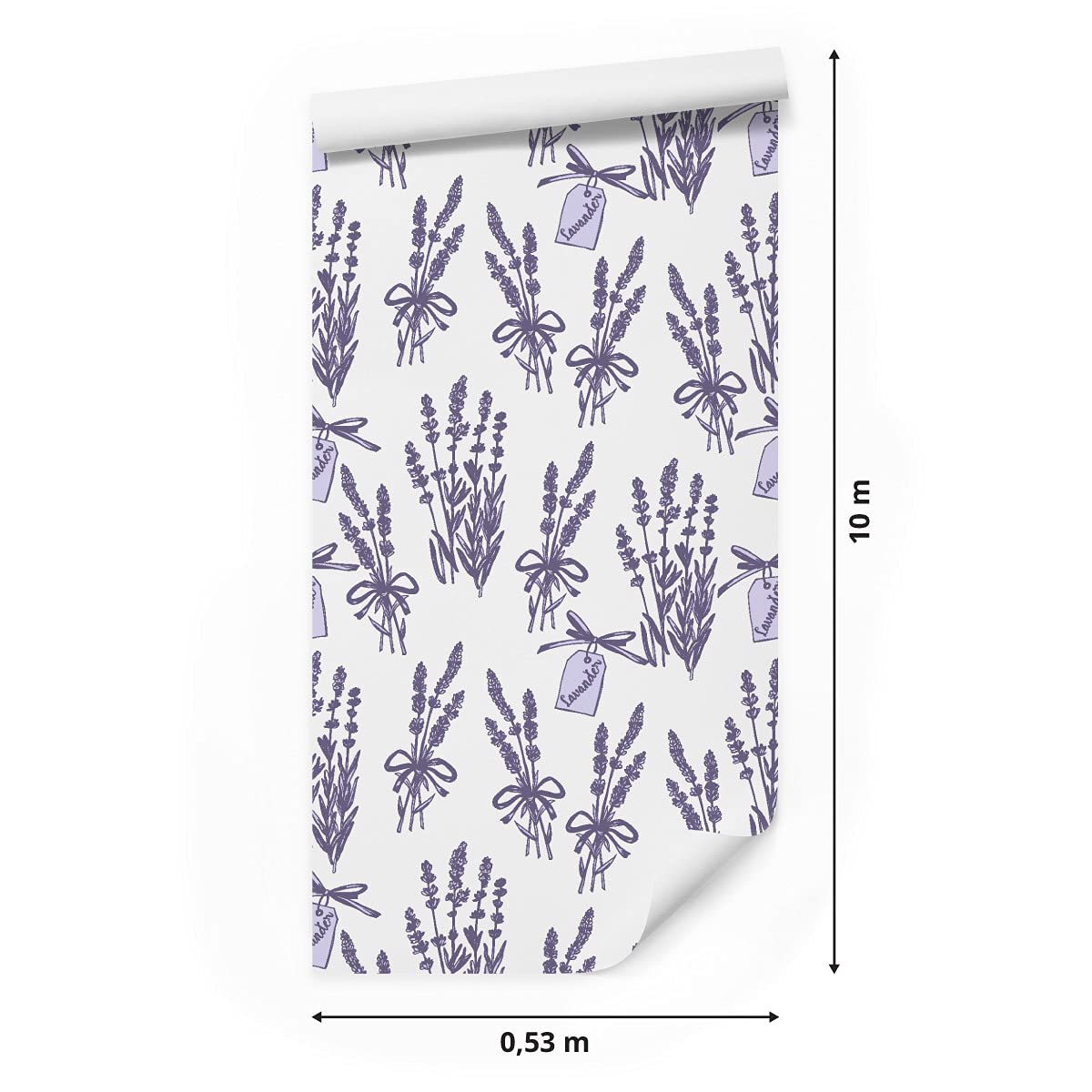 Muralo Tapeta 10 m, rolka flizeliny, kwiaty, lawendy, liście, natura, rośliny, łodygi, tapeta z włókniny, 1000 x 53 cm, tapeta ścienna, do salonu, sypialni, nowoczesna dekoracja ścienna