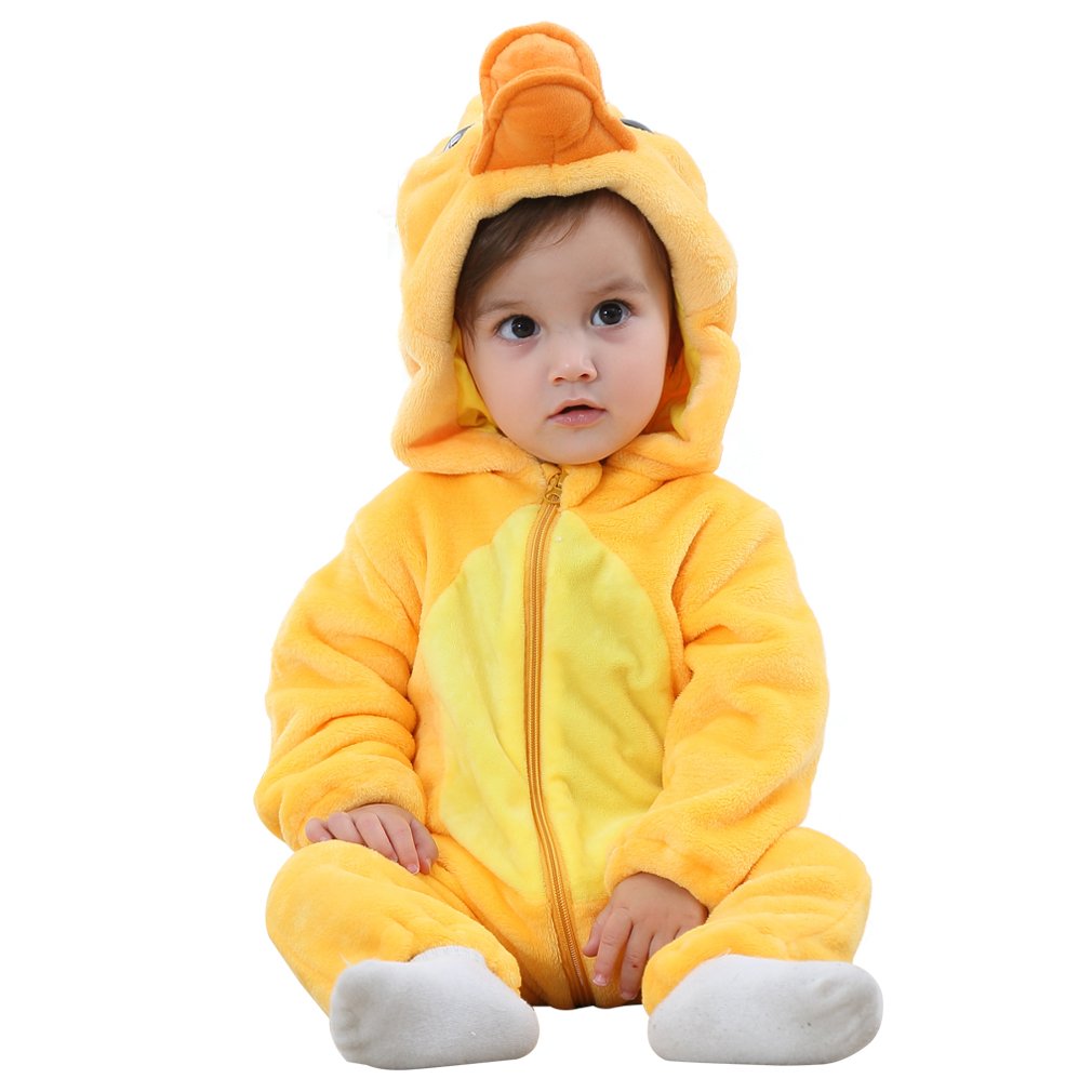 MICHLEY Unisex Baby Animal Costume Winter Autumn Flannel Hooded Romper Cosplay Jumpsuit