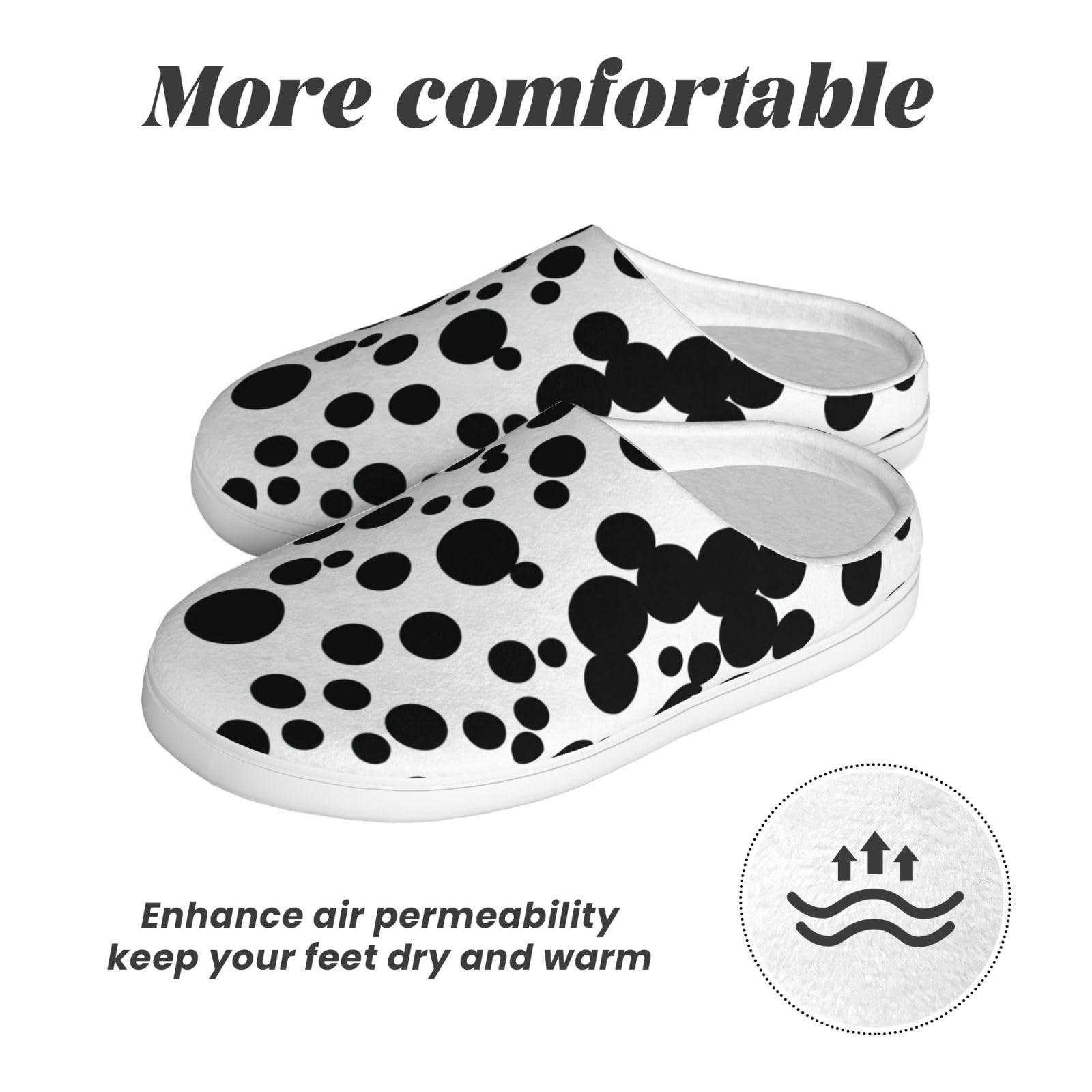 Nero & Bianco Grande Dot Stampa Adulto TPR Pantofole Lavabile per Uomo e Donna Traspirante e Accogliente Scarpe invernali