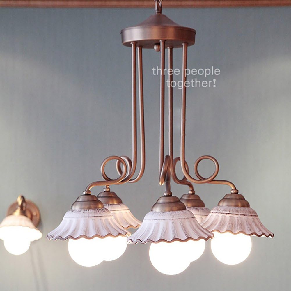 TOTO-Continental Dual Suction Hanging Pastoral Korean Retro Ceramic Iron Chandelier American Country Living Room Restaurant Bedroom Ceiling Lamps [Energy Class A+]