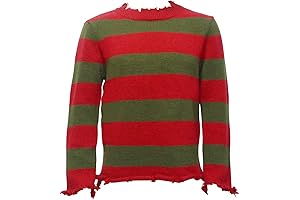 Men's Freddy Krueger Sweater Halloween Knit Striped Pullover Cosplay Costume