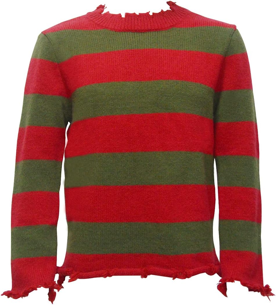 Men's Freddy Krueger Sweater Halloween Knit Striped Pullover Cosplay Costume