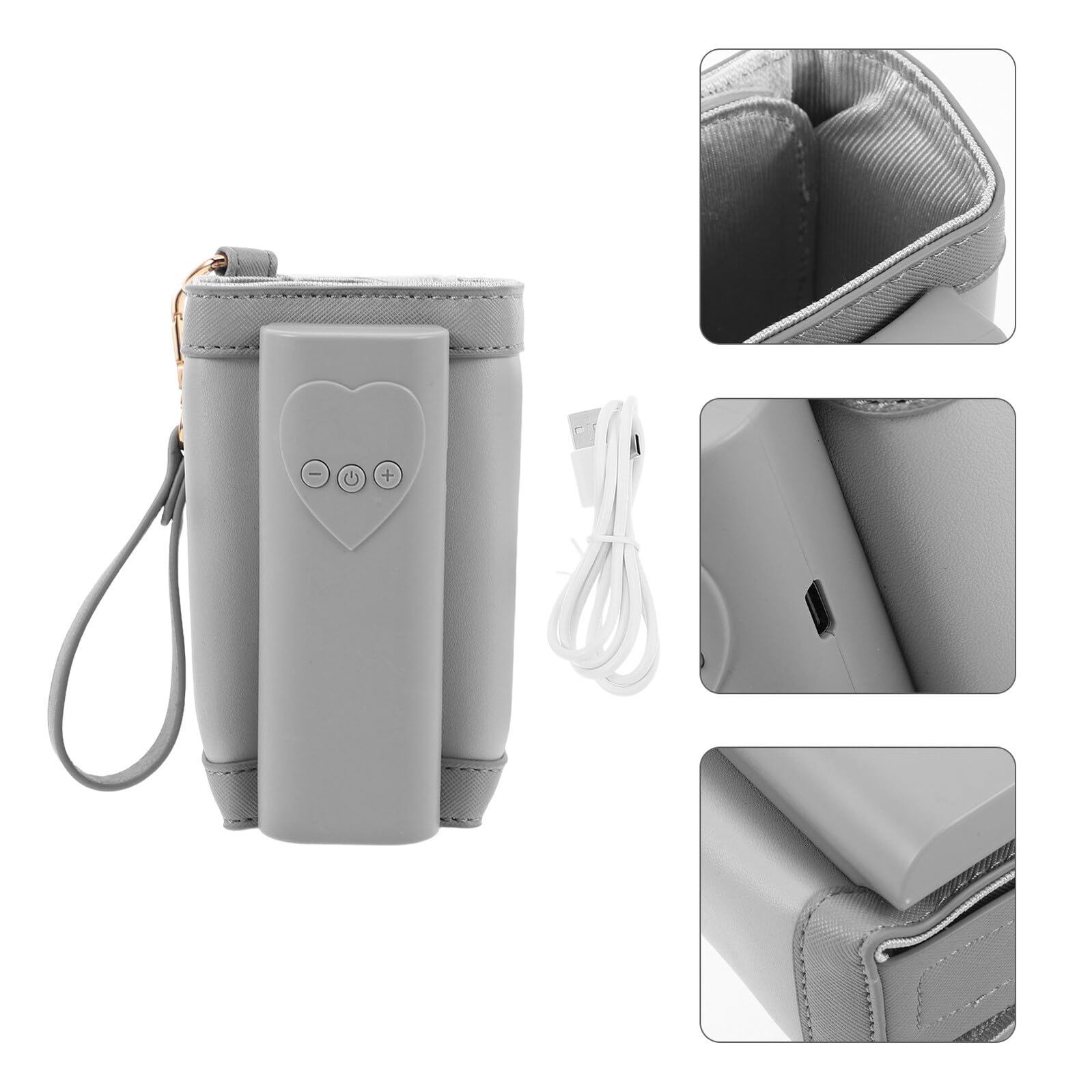 Chauffe-Biberon Portable En Cuir Écologique Gris Idéal Pour Les Voyages Et Le Transport
