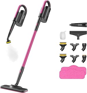 Schenley Steam Mop with Detachable Handheld Steamer: Hardwood, Laminate, Tile, Grout Cleaner + 14 Accessories & Washable Pads
