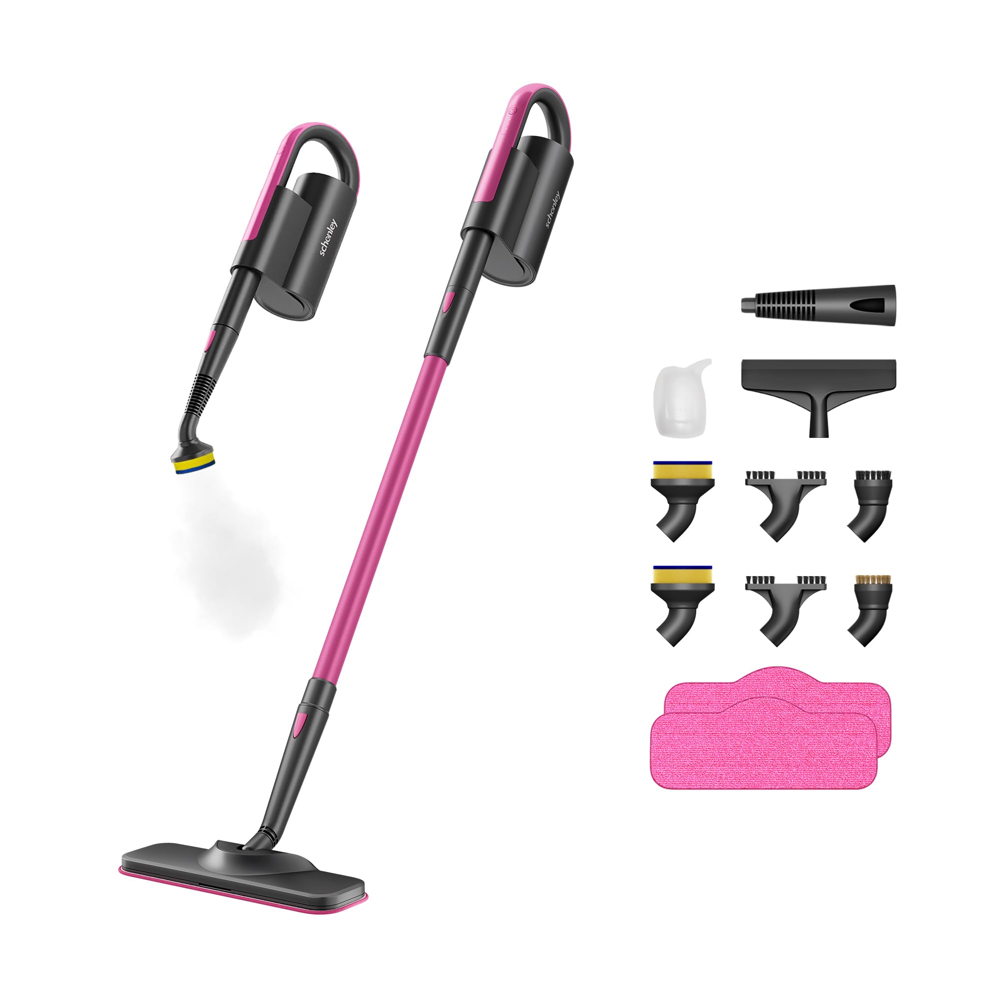 Steam Mop Cleaner with Detachable Handheld Steamer for Cleaning Hardwood, Laminate Floor, Tiles and Grout, with 14-in-1 Multi-purpose Accessories and Washable Microfiber Pads