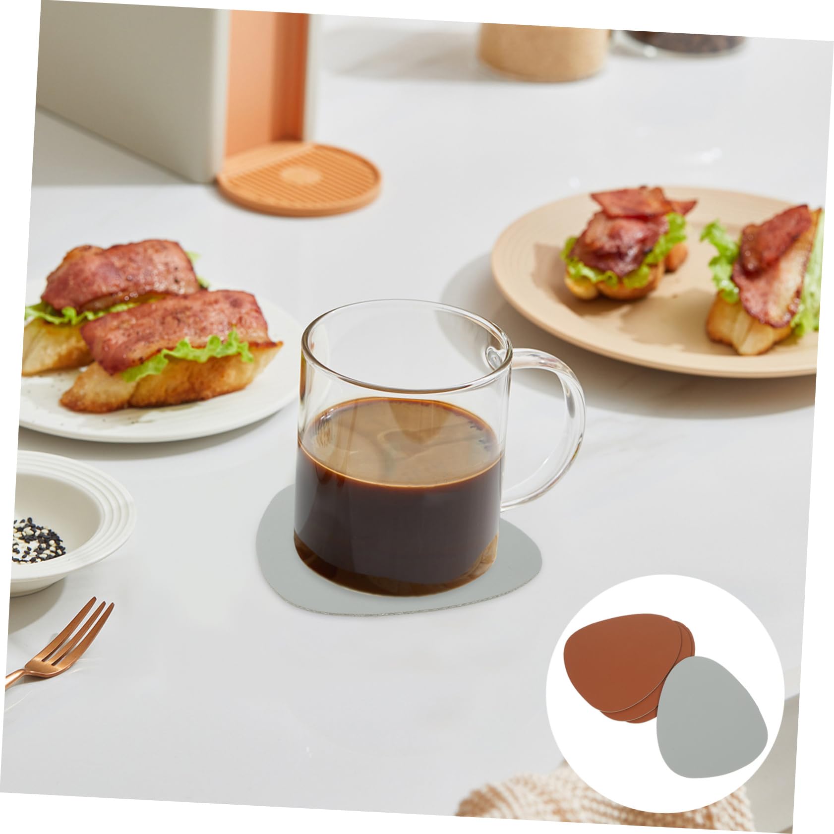 4pcs Leather Coaster Dish Coaster Insulation Pad Handmade Coasters Pot Coasters Kitchen Place Mats Cup Mat Delicate Place Mat Heat Insulation Coaster Home Accessories Table Mat PVC UTHCLO