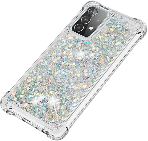 Miniatura 6 de Funda compatible con Samsung Galaxy A52 5G con purpurina de lujo, lindo amor, líquido, arena movediza, transparente, suave, TPU para niñas y
