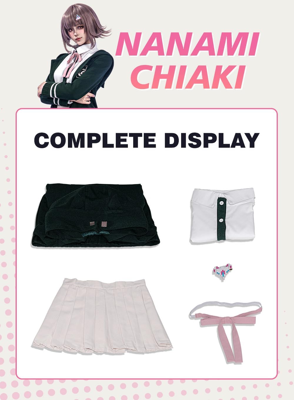 OSIAS Women Anime Game Chiaki Nanami Cosplay Costume with Adjustable Waist and Airplane Headwear - Image 6