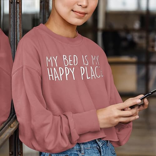 Miniatura 5 de My Bed is My Happy Place - Camiseta recortada de manga larga Napper Present Diseño de siesta