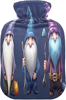 Wajiw Hot Water Bottle with Cover 2L Warm Water Bottle for Hot and Cold Compress Hot and Cold Therapies,Hand Feet Warmer,Christmas Gnomes