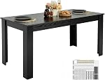 VEVOR Rectangle Dining Table, 63 inch Length Large Wood Tables for 4-6 Person, Modern Dinner Furniture, Conference Desk Supporting for 330LBS, for Home Kitchen Living Room, Black(Only Table)