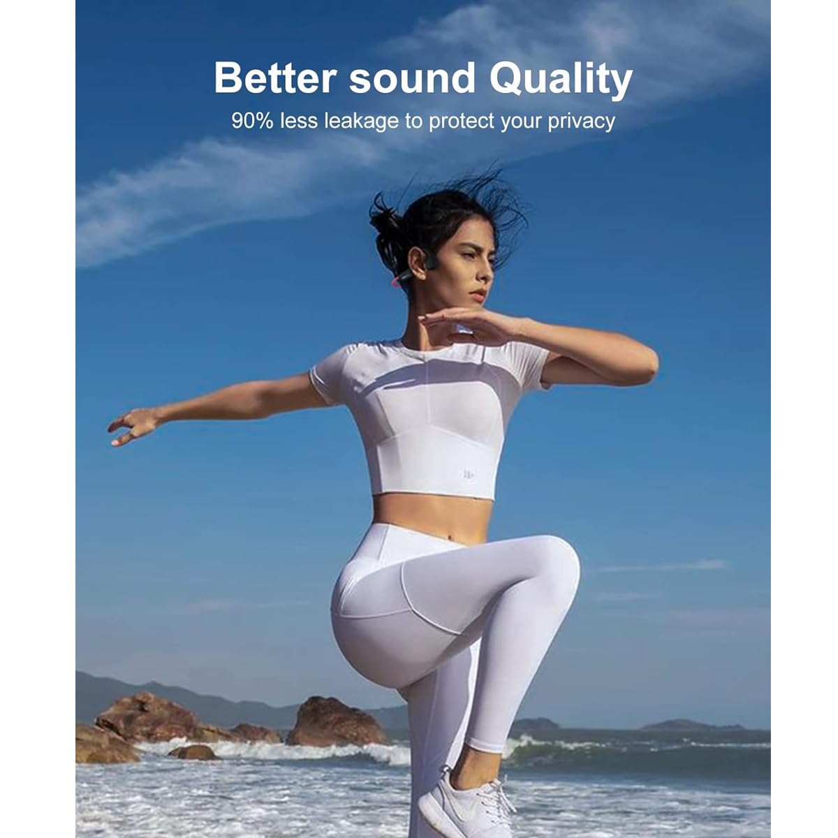 R1 - Auriculares BT Inalámbricos de Conducción, Bluetooth 5.2, Audio Hi-Fi, Resistentes al Sudor, Batería de Larga Duración, Ajuste Cómodo, Rojo