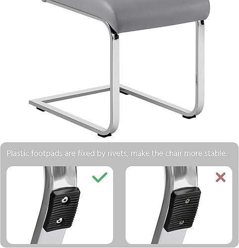 Miniatura 33 de Yaheetech Juego de 2 sillas de comedor modernas tapizadas de piel sintética con respaldo alto y patas metálicas cromadas para cocina, sala de estar,