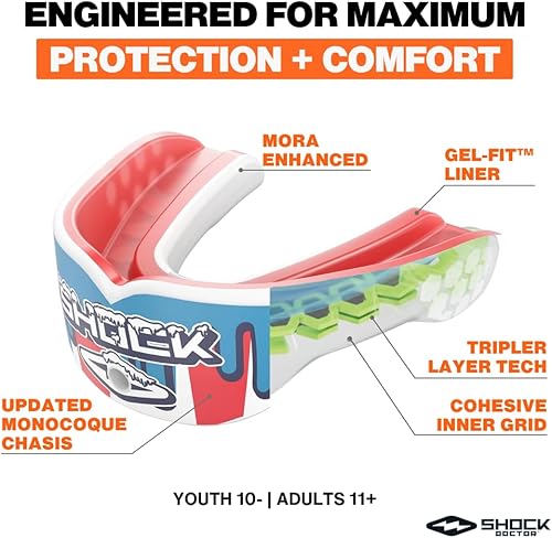 Miniatura 5 de Shock Doctor, Gel Max Power Flavor - Protector bucal, fútbol, lacrosse, hockey, artes marciales mixtas, boxeo, jóvenes y adultos