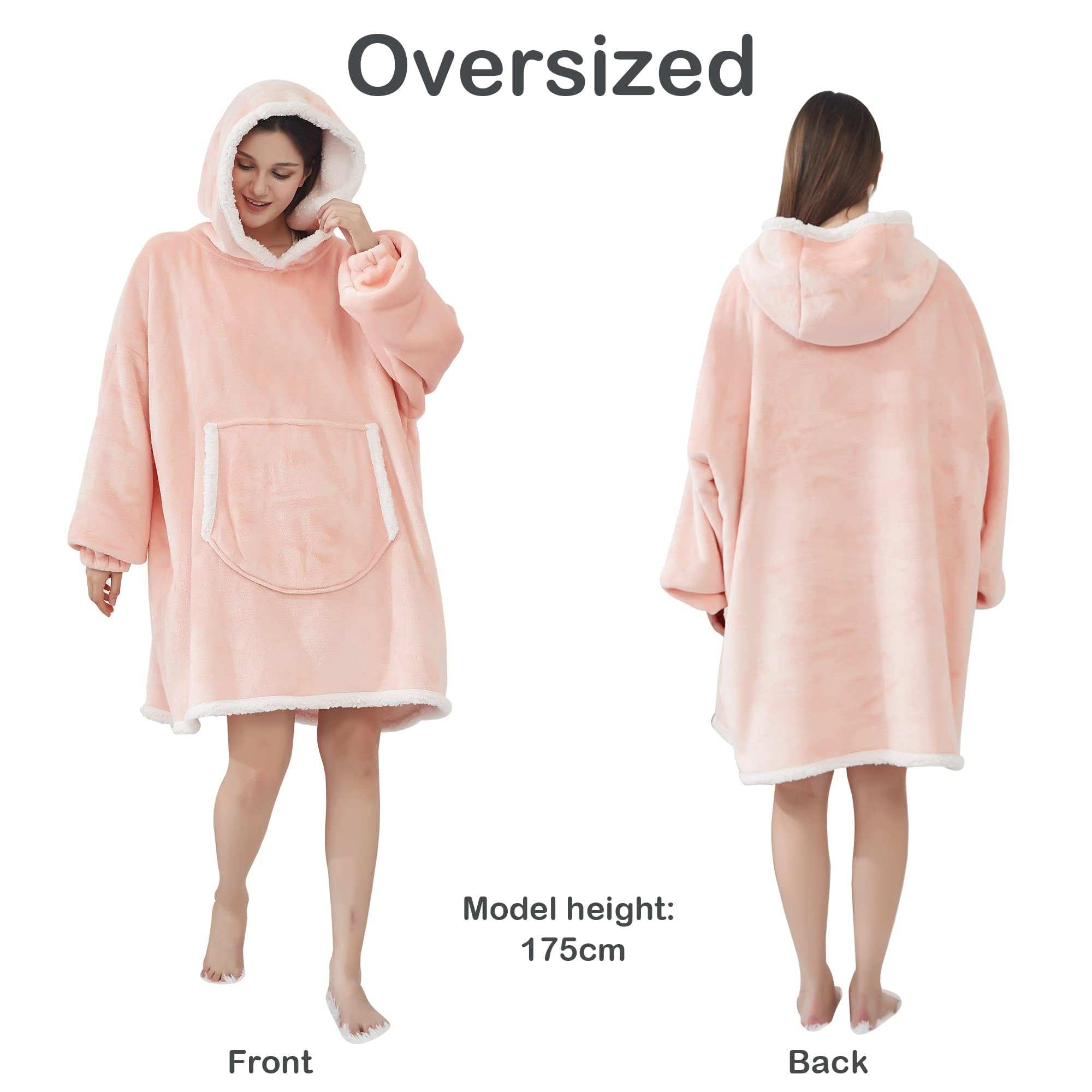 softan Coperta con cappuccio, coperta oversize indossabile in pile Sherpa, per donne e uomini, super calda e accogliente, coperta con cappuccio in flanella felpata, regalo con tasca gigante, taglia