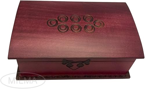 Miniatura 2 de Caja decorativa de madera para el pecho, caja de rompecabezas de apertura secreta celta, recuerdo de joyería hecha a mano hecha en Polonia, Madera