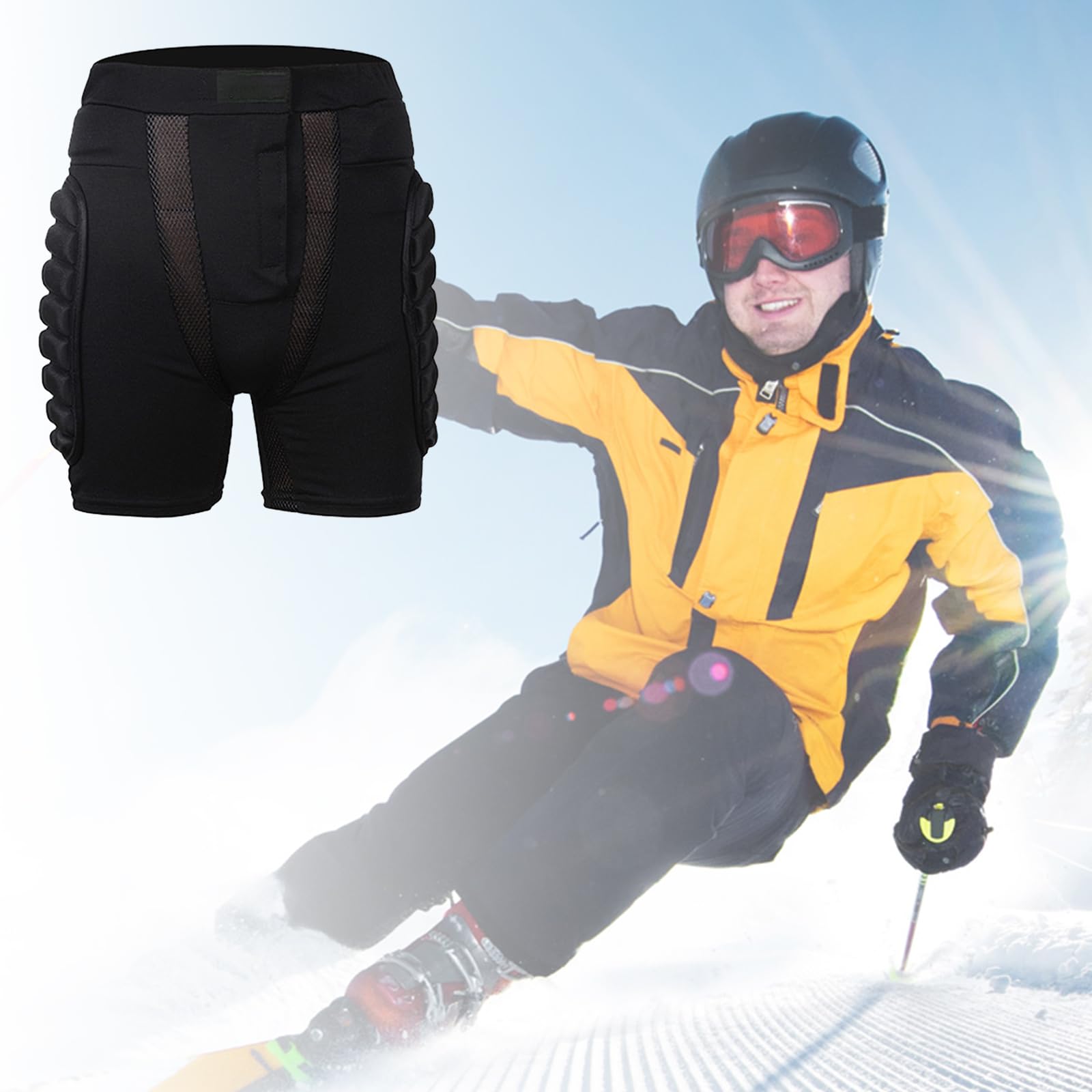 Protección 3D para cadera y glúteos, pantalones cortos, almohadilla protectora contra impactos para esquí, patinaje sobre hielo, snowboard, ciclismo, protección 3D, pantalones cortos acolchados