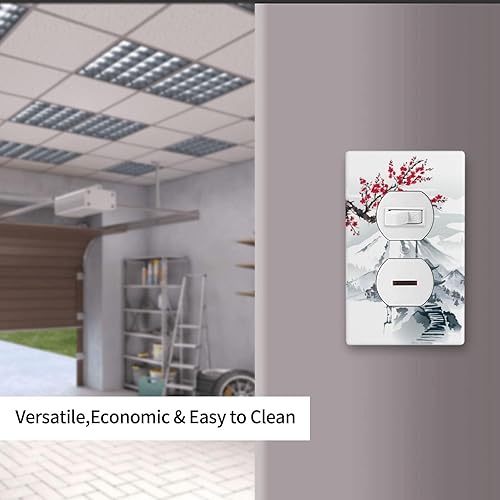 Miniatura 63 de Toggle Light Switch Wall Plate, Japanese Cherry Blossoms Mountain Tower Double Switch Cover, Size 2-Gang 4.5" X 4.5