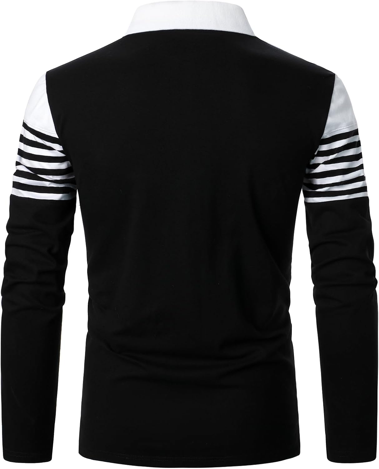 Mens Polo Shirts Long/Short Sleeve Striped Casual Slim Fit Golf Polo Contrast Color Summer Cotton T-Shirts - Image 6