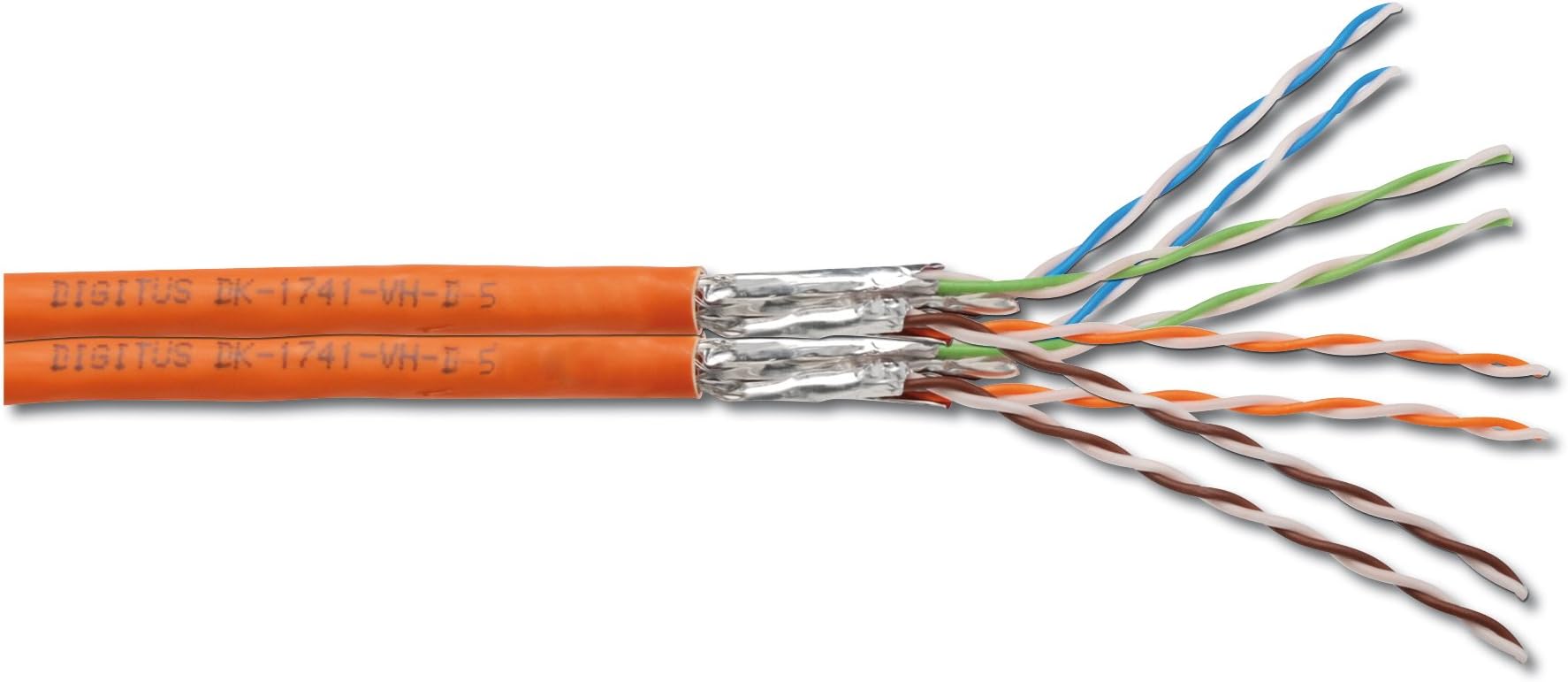 DIGITUS Network Installation Cable Cat-5e Cat-6 Cat-6A Cat-7 Cat-7A orange Orange 100m