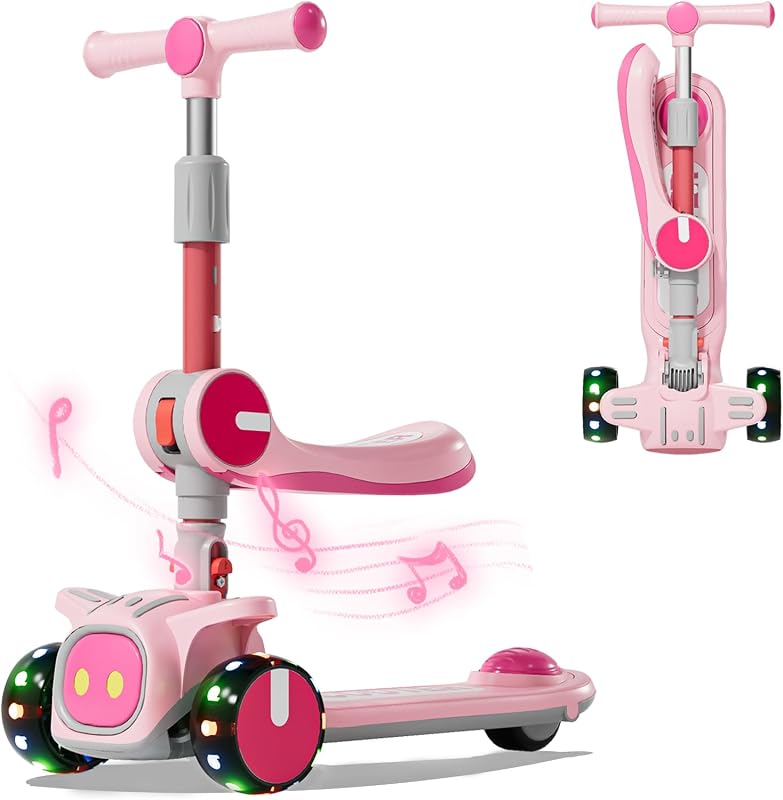Patinetes 2 en 1 irrompibles y que nunca se caen, patinete de 3 ruedas para niños y niñas de 3 a 8 años, altura y asiento ajustables, plataforma antideslizante ampliada, más seguro para niños pequeños principiantes