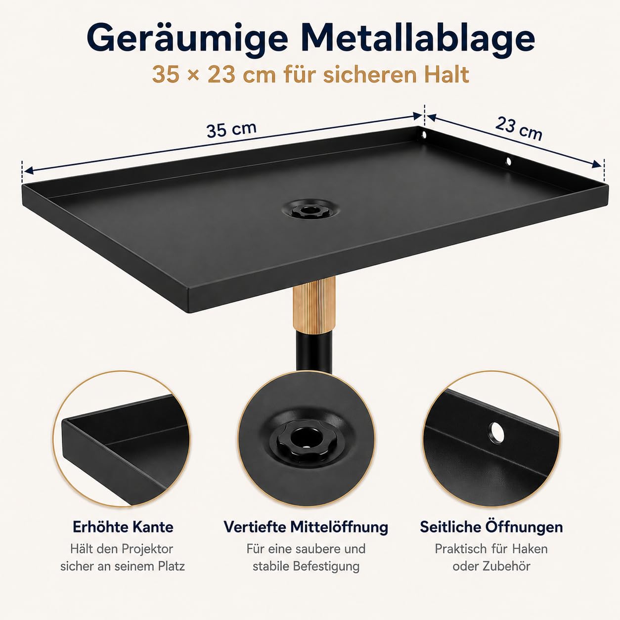 Beamer Ständer Höhenverstellbar 45 160 cm, Projector Stand aus Kohlenstoffstahl mit Schwerer Metallbasis, Beamer Halterung Bodenständer für Heimkino, Büro, Schlafzimmer und Outdoor
