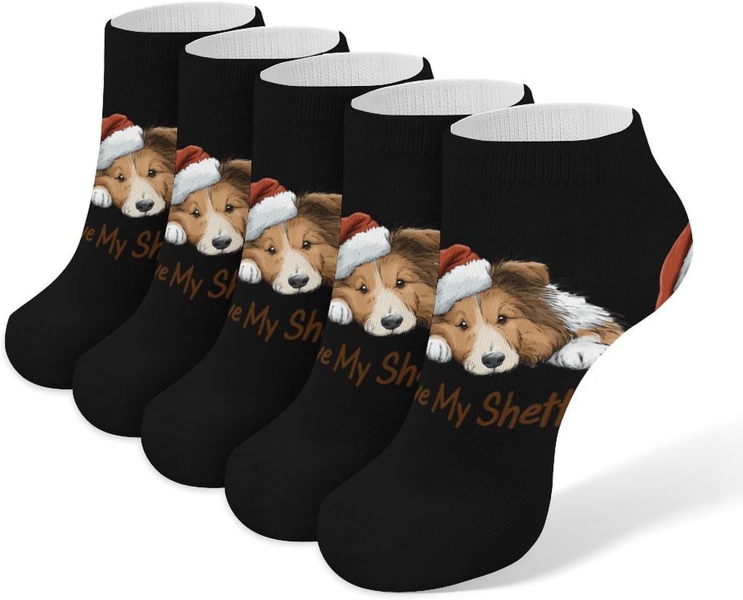 I Love My Sheltie Shetland Sheepdog Socks for Men Women 5 Pairs Ankle Socks