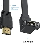 Poyiccot 4K HDMI câble 1.5ft, Flat mince HDMI 2.0 Câble, 18Gbps Montage du panneau HDMI Câble d'extension, montant Anglé HDMI Prise en charge du cordon extenseur Ethernet 3D 4K 2160p 1080p ARC pour UHD TV PC Xbox