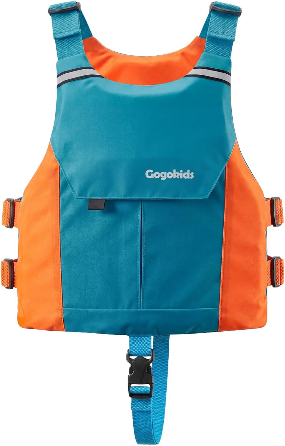 Gogokids Swim Vest for Kids & Youth 50-125 lbs, Lightweight Low Profile Swim Vest with Front Pocket, Adjustable Buckles, Reflective Strips, Floaties for Swimming, Kayaking and Boating
