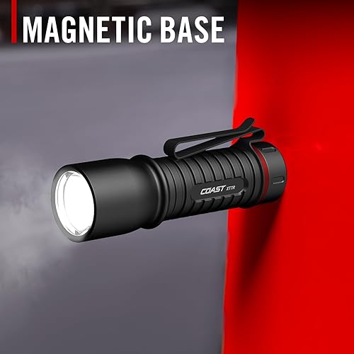 Miniatura 6 de Coast XT7R Linterna LED recargable de 1500 lúmenes con soporte magnético, enfoque deslizante y clip de bolsillo, color negro